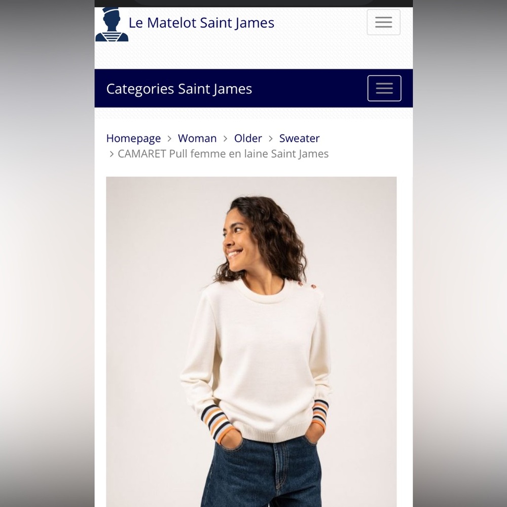 Saint James - White and Multicolor Wool Sweater